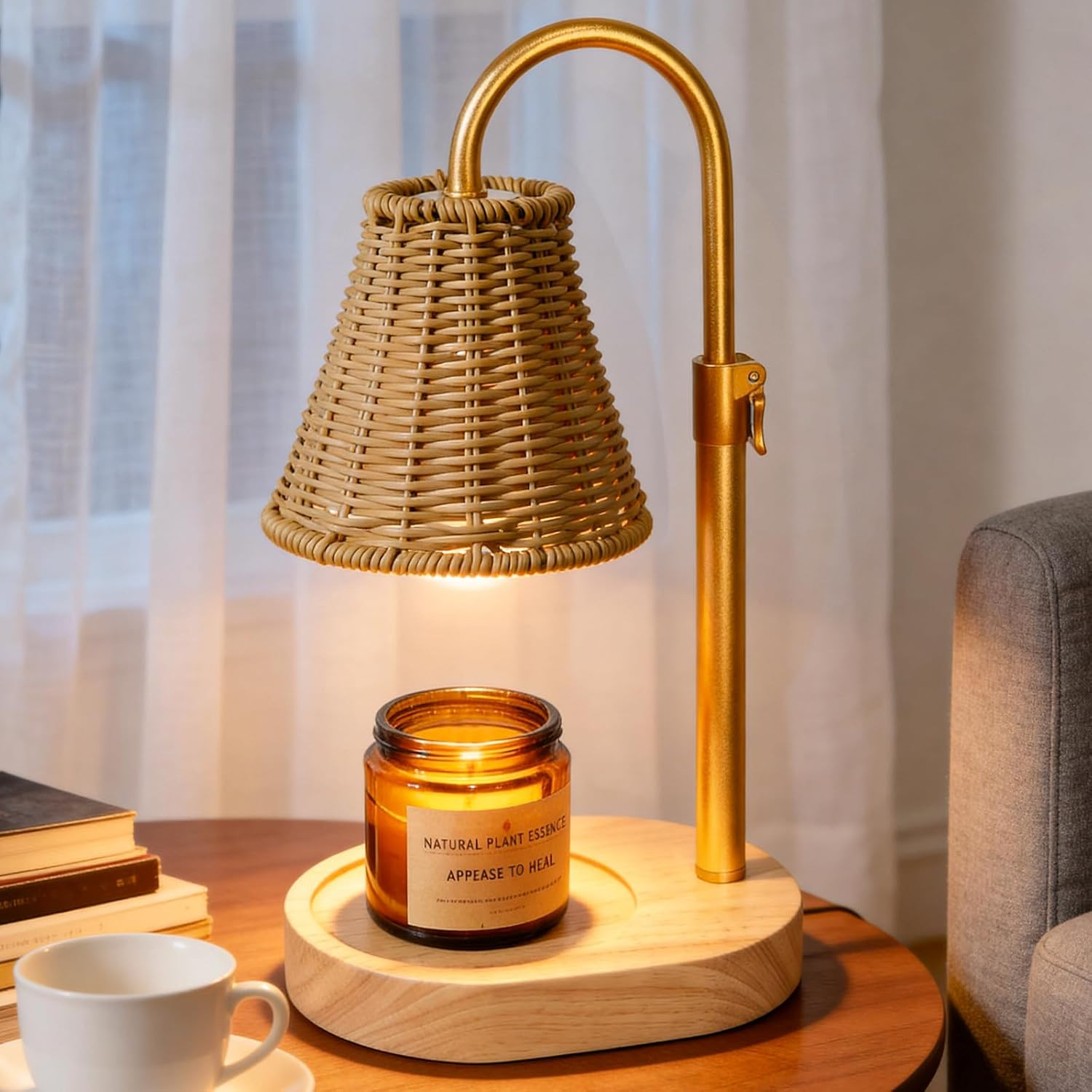 Rattan Candle Warmer Lamp,Timer & 4-Level Dimmer, Adjustable Height | Flameless Wax Warmer for Jar Candles, 2/4/8H Auto Shutoff, 2 Bulbs Included, Boho Decor, Housewarming Gift for Mom & Women | Amazon (US)