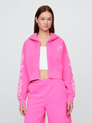 Lilo & Stitch Adult VintageSoft Crop Zip Hoodie | Gap (US)