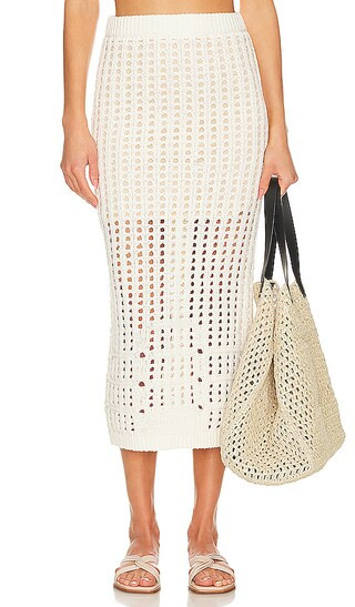 Christina Open Stitch Skirt in Chalk | Revolve Clothing (Global)