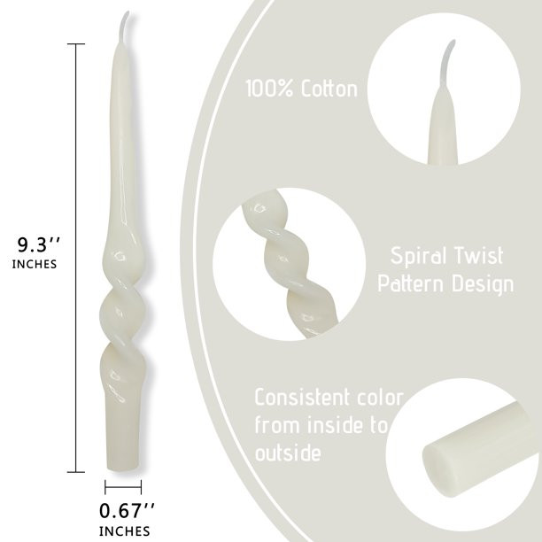 FCMSHAMD 9.5'' White Taper Candles-Smokeless Unscented(2 Pack) | Walmart (US)