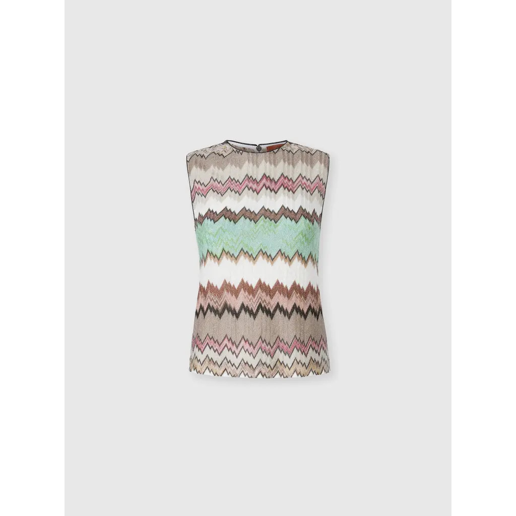 Missoni Sleeveless Crew-neck Top In Viscose Lamé With Snake Motif in Green& Brown at Nordstrom, Size 38 It | Nordstrom
