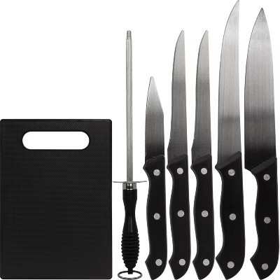Deco Essentials 5-Piece Knife Set with Cutting Board and Sharpening Steel | Target