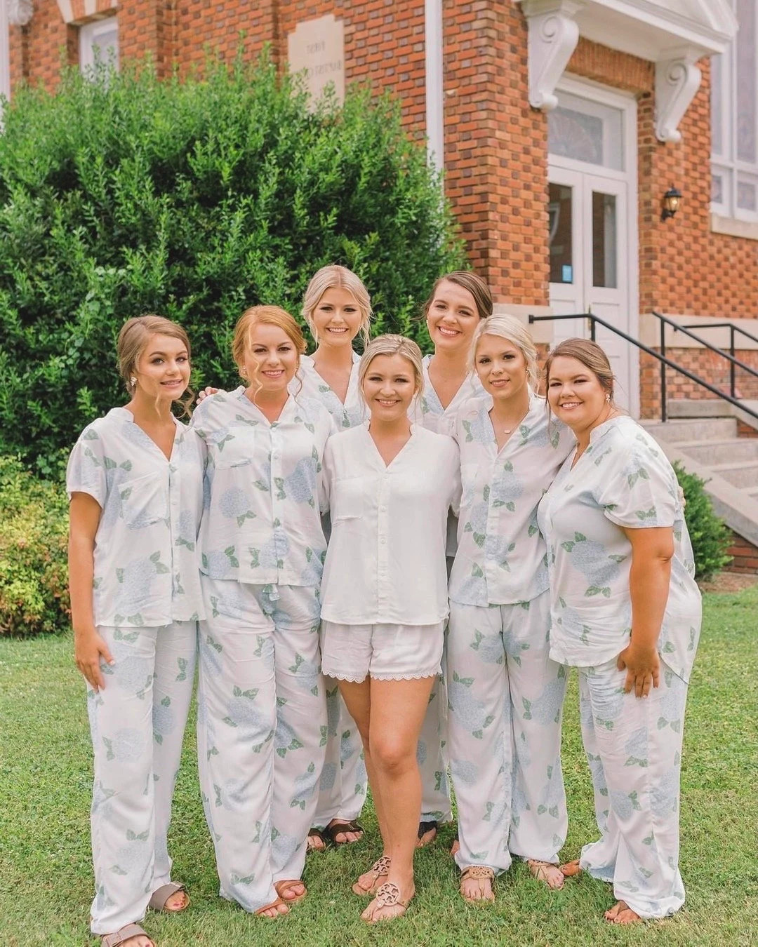 Hydrangea Bridesmaid Pajamas Cotton Bachelorette Party PJs Blue Floral Bridesmaid Getting Ready O... | Etsy (US)