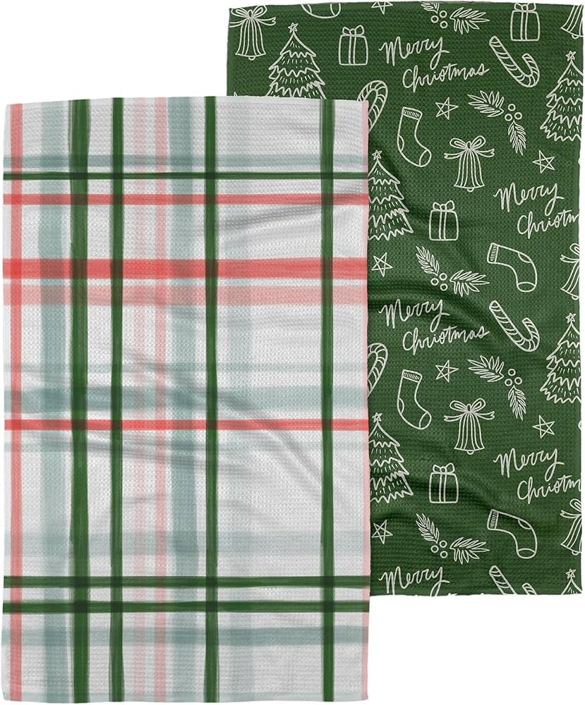 GEOMETRY Christmas Kitchen Towels - Quick Dry Microfiber Cloth Dish Towels for Kitchen Drying - P... | Amazon (US)