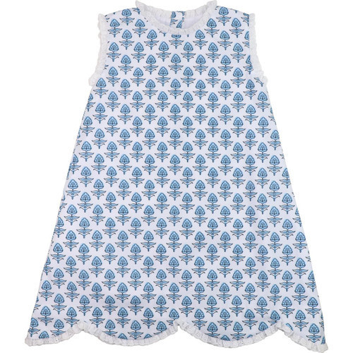 Blue Floral Scalloped Eyelet Dress | Cecil and Lou