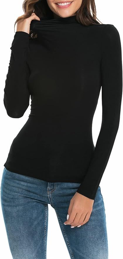 Womens Long Sleeve/Sleeveless Mock Turtleneck Stretch Fitted Underscrubs Layer Tee Tops at Amazon... | Amazon (US)