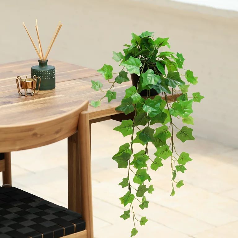 Mainstays 22.8" Tall Artificial Hanging Green Ivy Plant in Black Pot | Walmart (US)