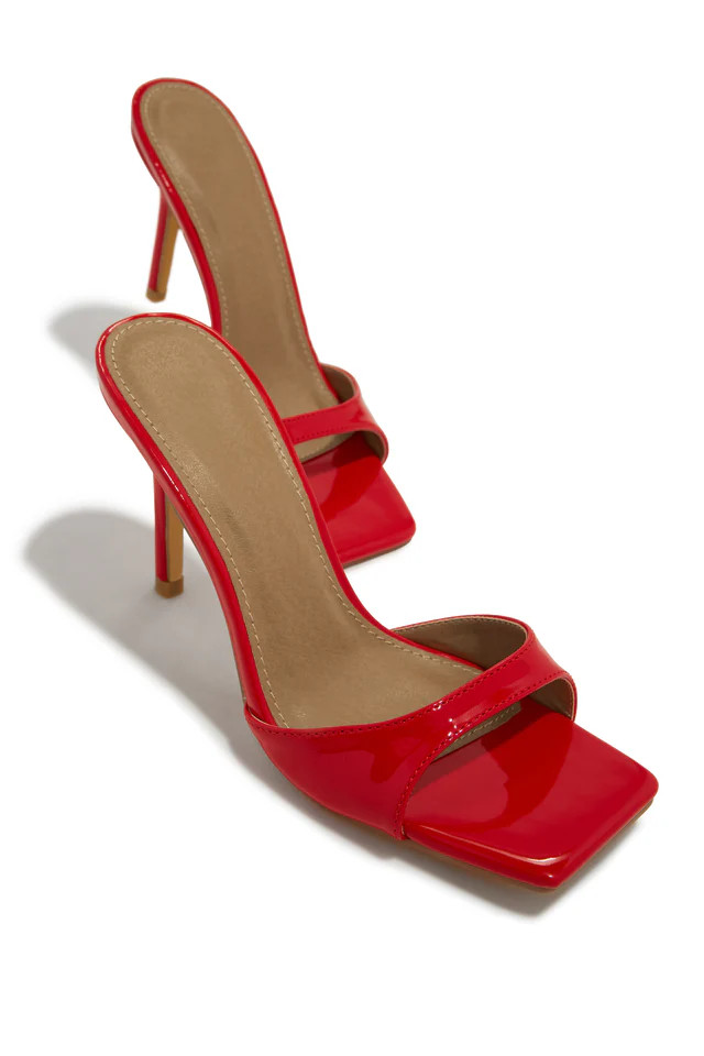 Miss Lola | Nellie Red Mid Heel Mules | MISS LOLA