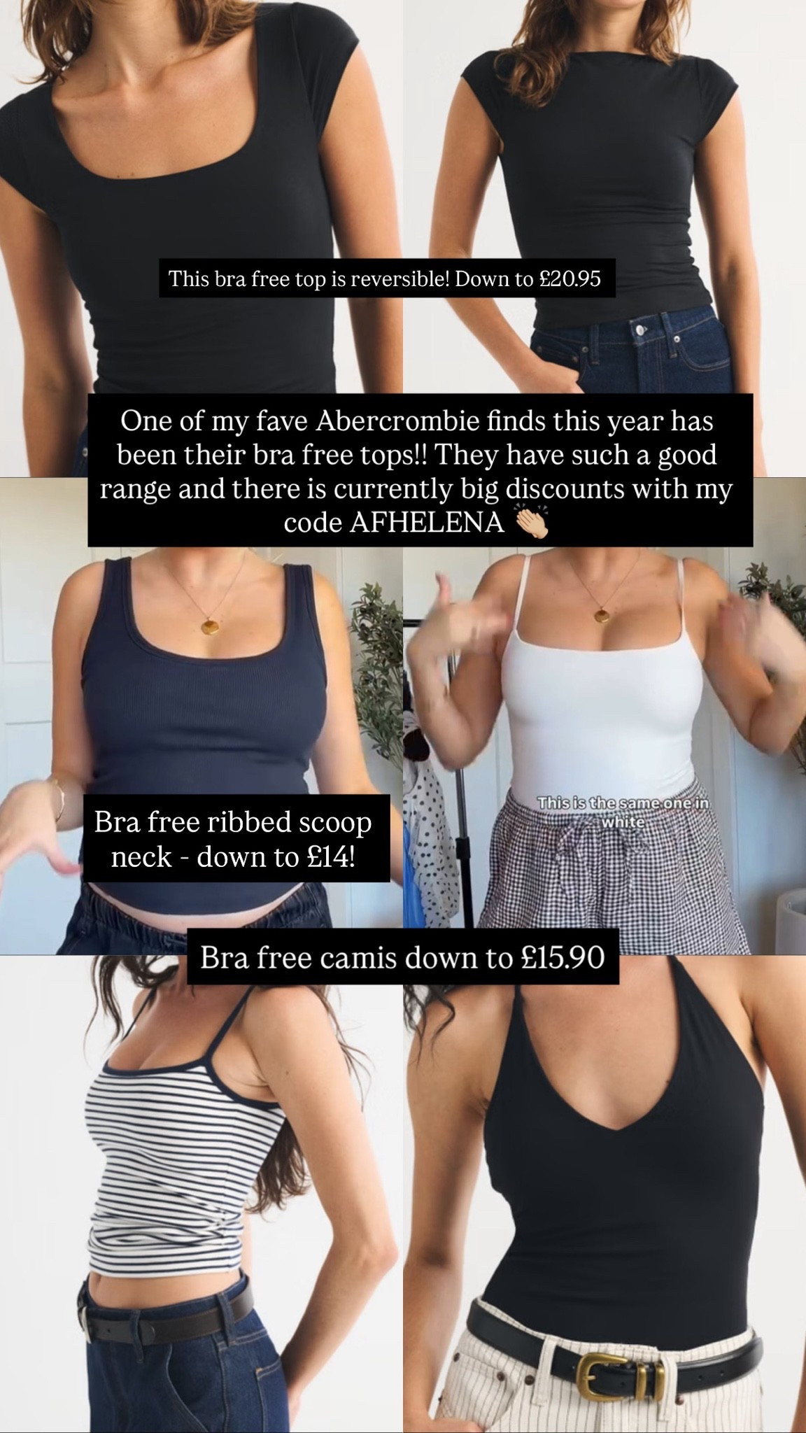 Abercrombie bra free tops 👏🏼 big savings with code AFHELENA 💕