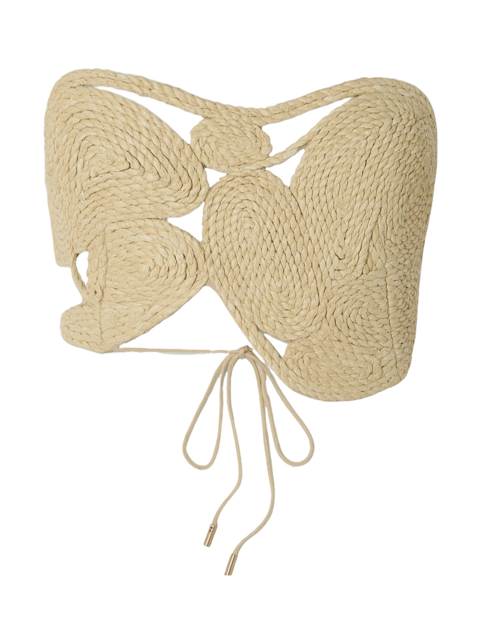 Ase backless asymmetrical raffia top | Senser US