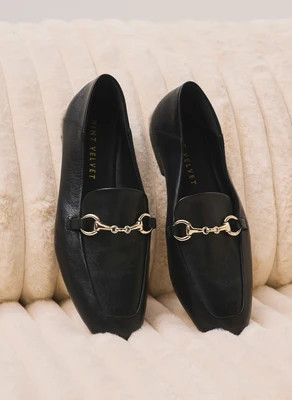 Camille Black Leather Loafers | Mint Velvet