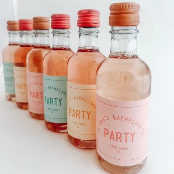 Mini Wine Bottle Label  Waterproof  Bachelorette Party  - Etsy | Etsy (US)