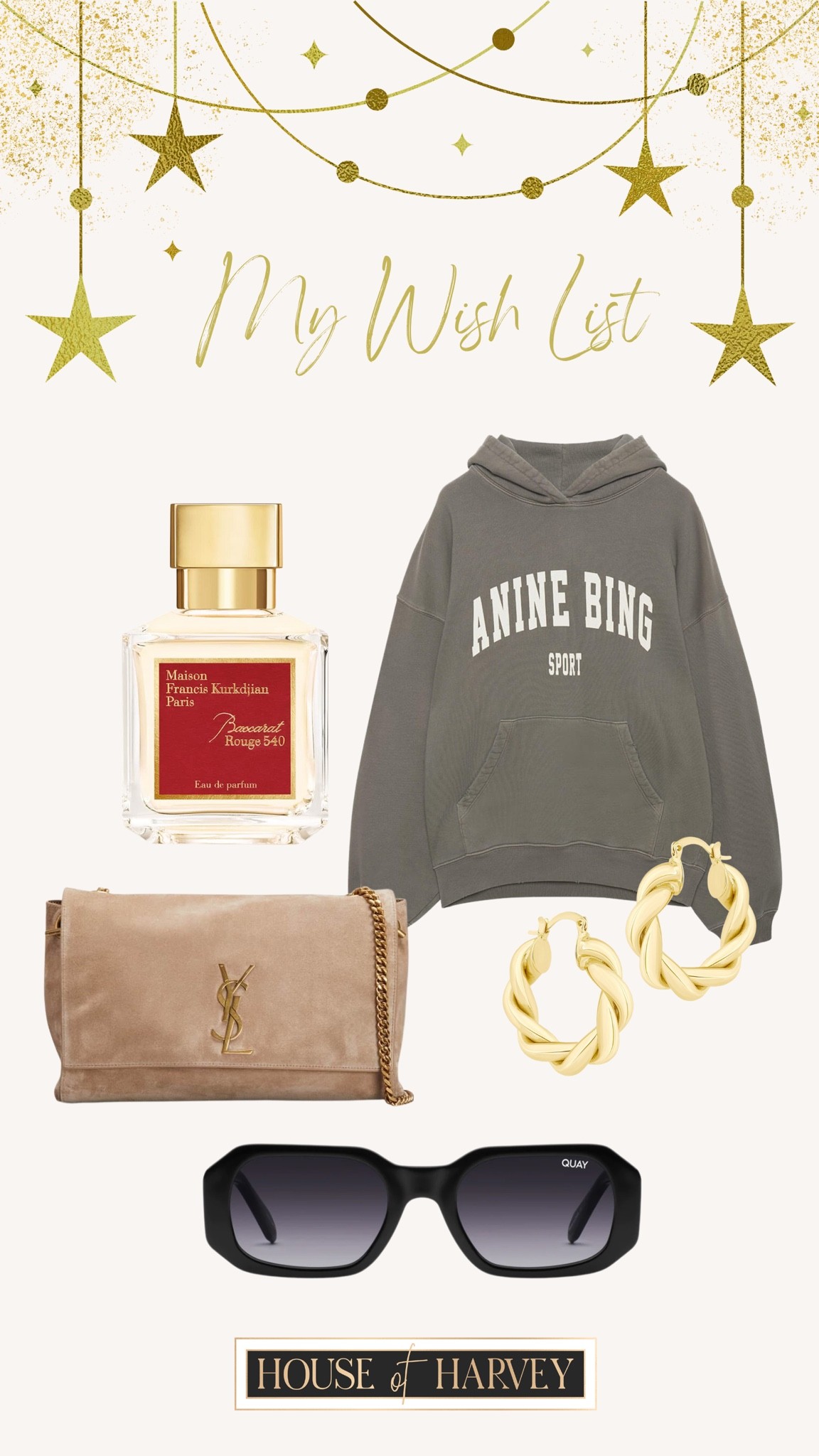 My wish list for Christmas! I have been eyeing these items and I love them! 

Holiday style, style tip, gifts, Christmas, wish list, Anine bing, perfume, gold jewelry, ysl, it bag

#LTKitbag #LTKstyletip #LTKHoliday