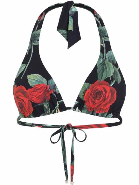 rose-print halterneck bikini top | Farfetch (AU)