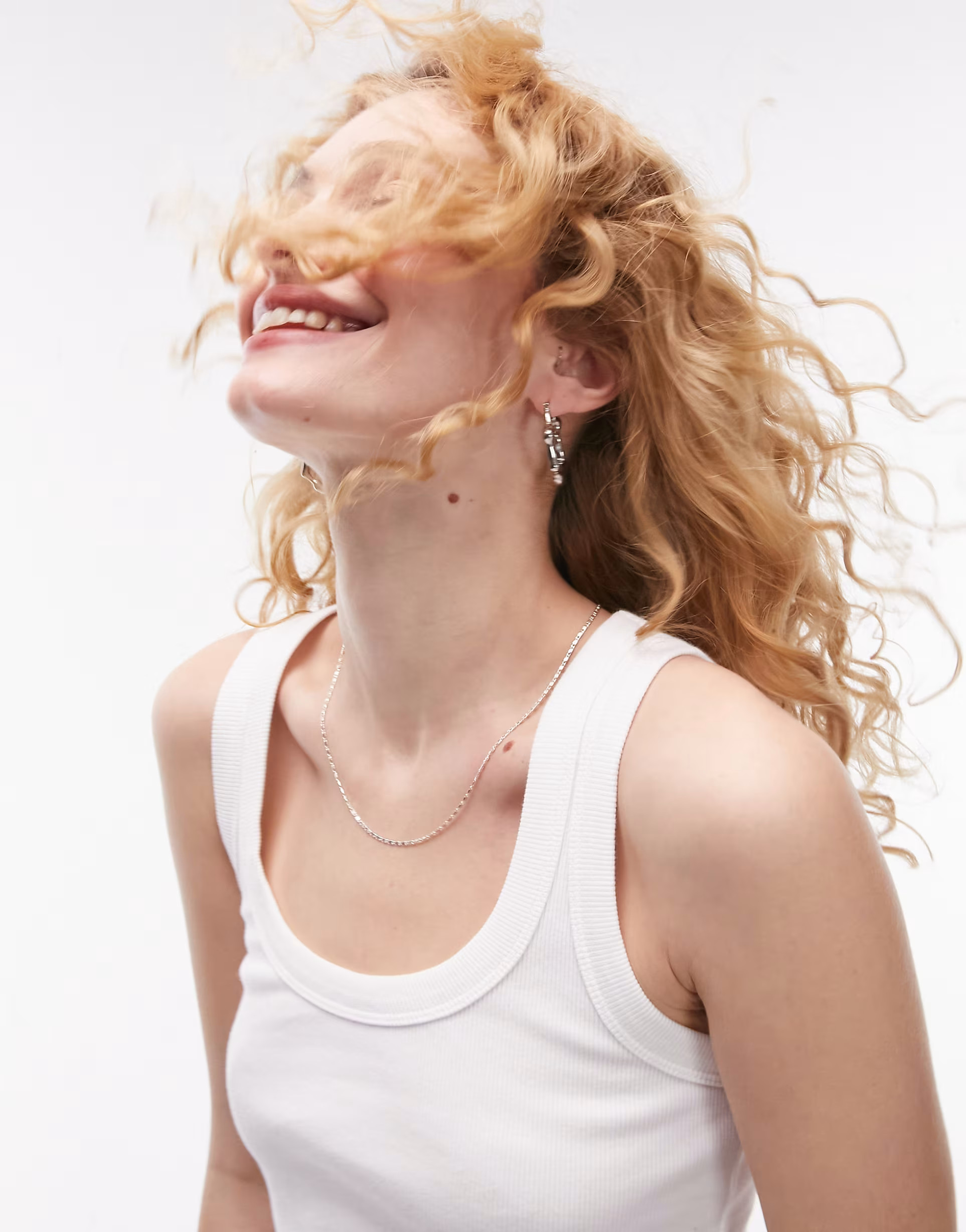 Topshop rib scoop vest in white | ASOS | ASOS (Global)