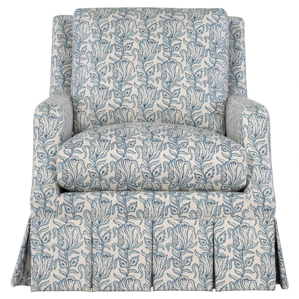 Leon Updated Traditional Blue Slipcovered Arm Chair | Kathy Kuo Home