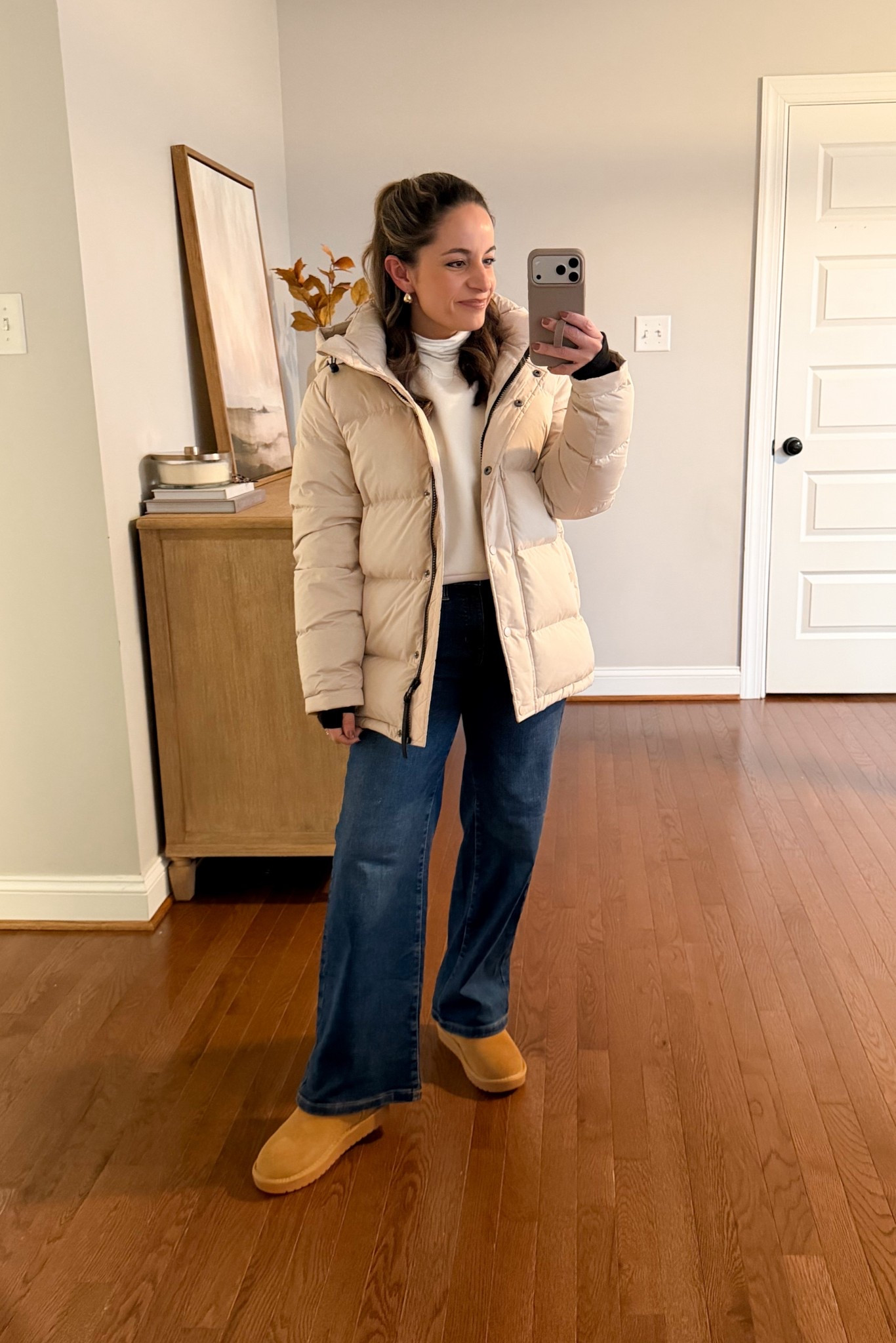 What I’m actually wearing because its nasty and rainy! 

The shoes claim be water repellent - let’s see 🤞🏻 

$28 petite wide leg jeans! 👏 

Jeans (BR factory): petite 24 - tts, 10” rise, 27” inseam stretch denim 
Sweatshirt (Athleta): petite xs 
Turtleneck (Gap): petite xs 
Socks (Amazon)
Shoes (Amazon): size up 1/2 size 
Coat (Quince): xs  

(Petite jeans, budget jeans, winter outfit, petite fashion)

#LTKPetite