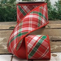 2.5"" X 10Yds Wired Dupion Red & Green Cameron D.stevens Ribbon, Holiday Plaid D. Stevens 87-0955 | Etsy (US)