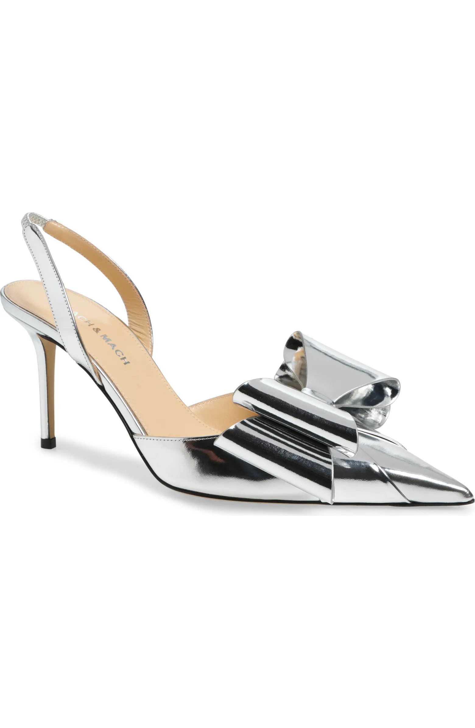 Mach & Mach Le Cadeau Bow Pointed Toe Metallic Slingback Pump (Women) | Nordstrom | Nordstrom