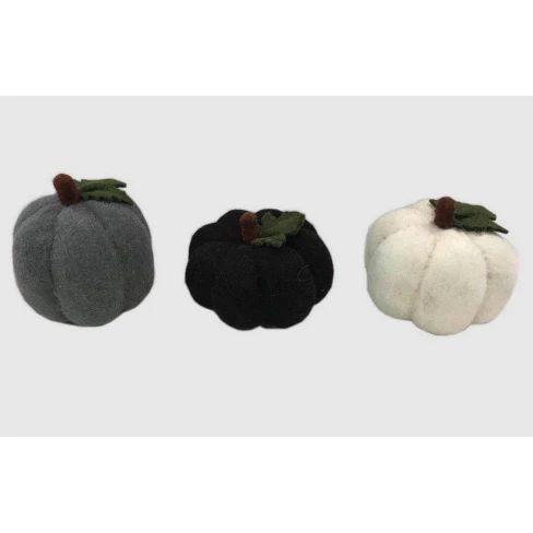 3pk Felt Pumpkins Gray/White/Black - Bullseye's Playground™ | Target