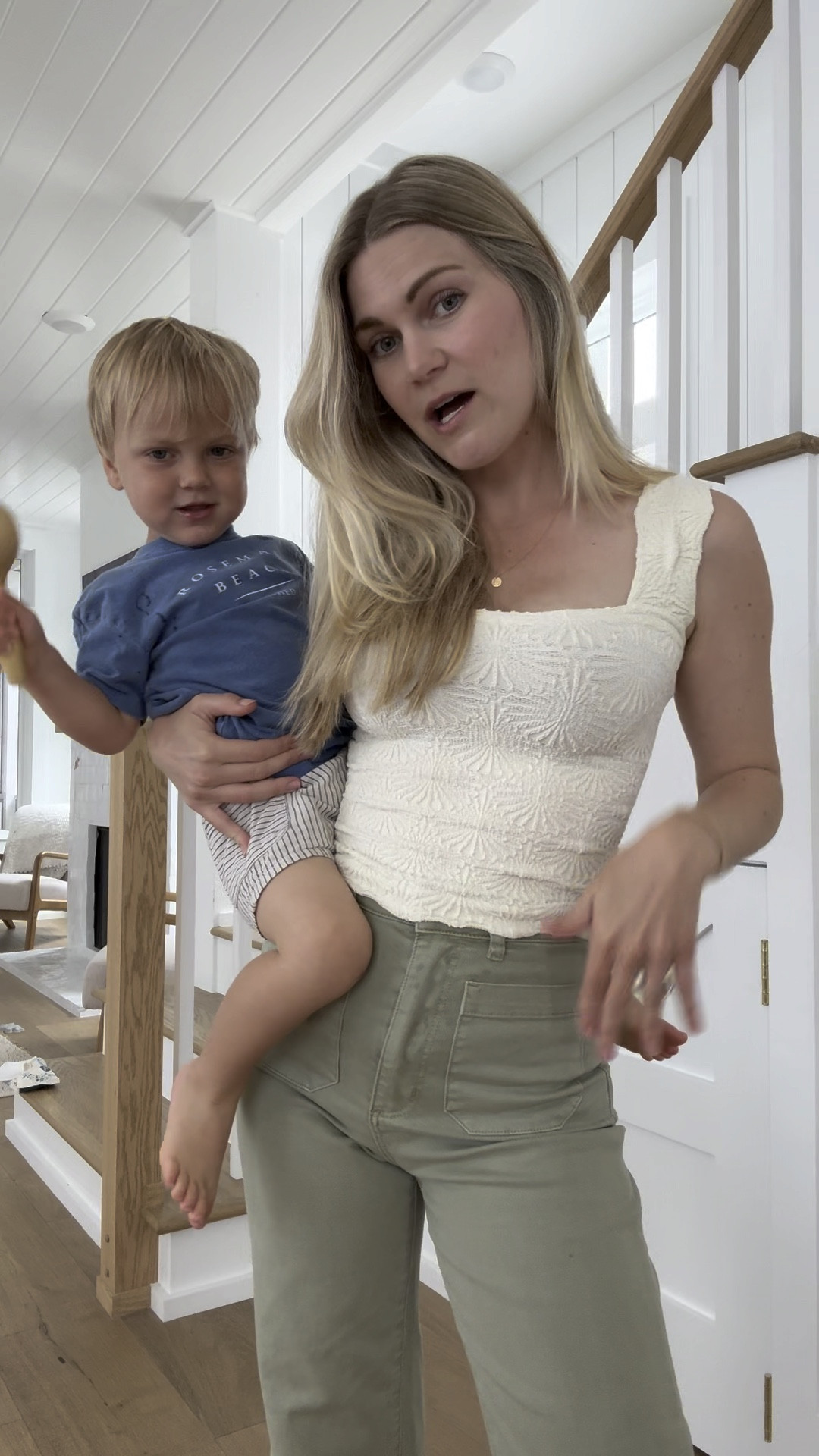 Wearing XS tank and 26 pants in “khaki” 