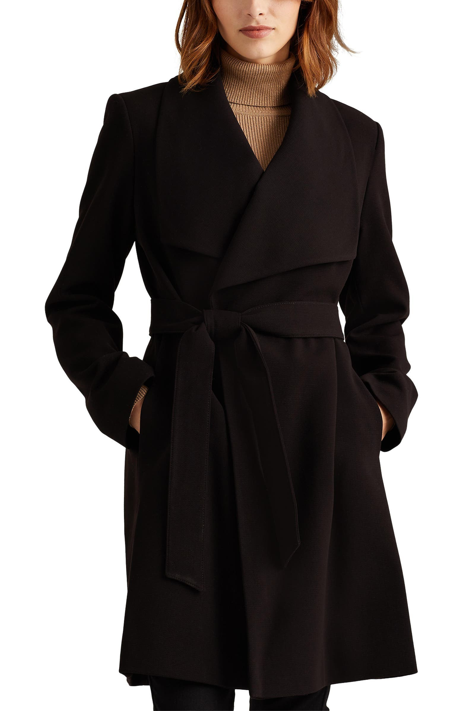 Belted Drape Front Coat | Nordstrom