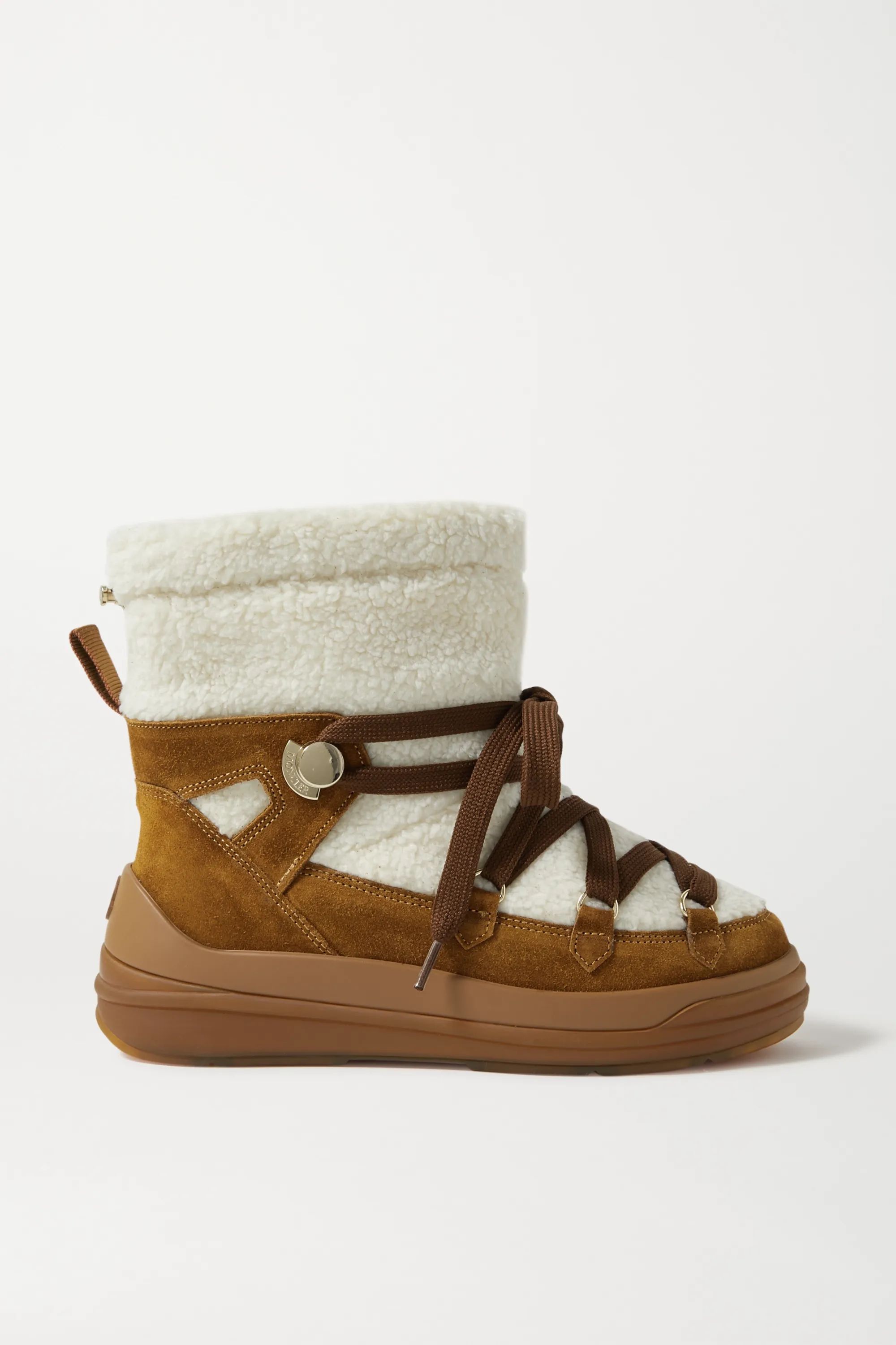 Tan Insolux suede and shearling snow boots | Moncler | NET-A-PORTER | NET-A-PORTER (US)