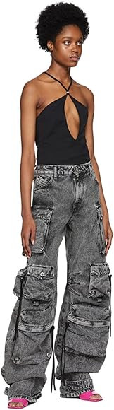 Ponitrack Multi-Pocket Jeans Washed Cargo Pants Y2k Retro High Street High Waist Jeans Casual Wid... | Amazon (US)