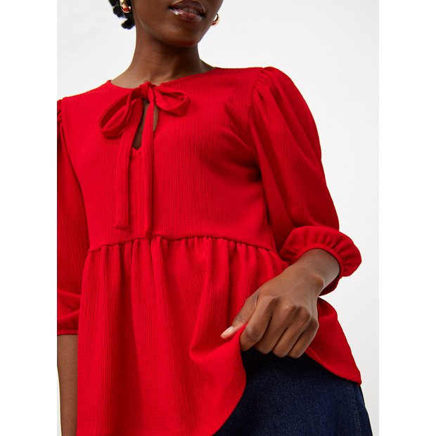 Red Tie Front Half-Sleeve Textured Top  24 | Tu Clothing