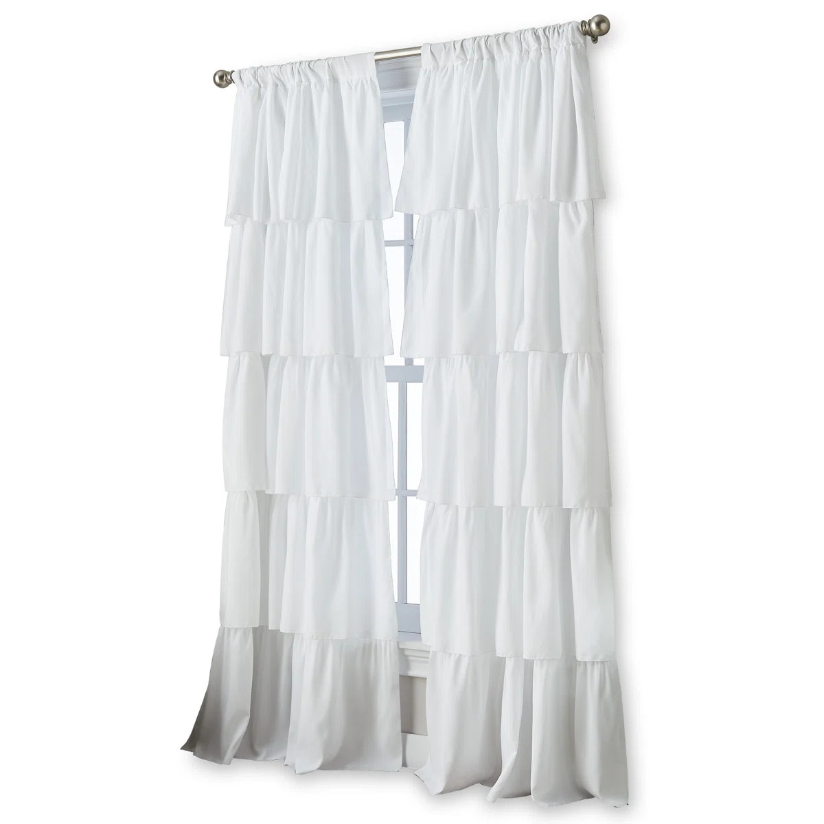 Flounced Solid Color Semi-Sheer Rod Pocket Single Curtain Panel | Wayfair North America