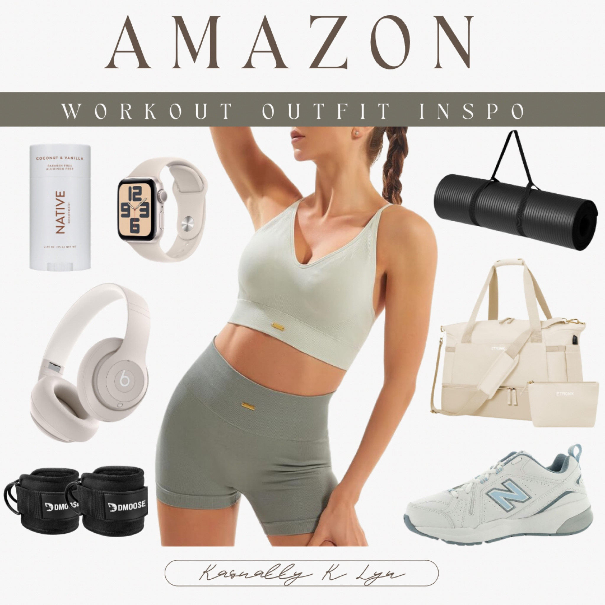 Amazon Workout Outfit Inspo!! native coconut vanilla deodorant. apple watch 2nd generation. beats noise cancelling headphones. ankle straps for cable machines. soft and comfortable roll up yoga mat. cream multipurpose gym travel bag with many pockets. new balance workout comfort tennis shoes. 2 piece medium support workout set with sports bra and 5” bicycle shorts. 

#LTKActive #LTKFitness #LTKStyleTip