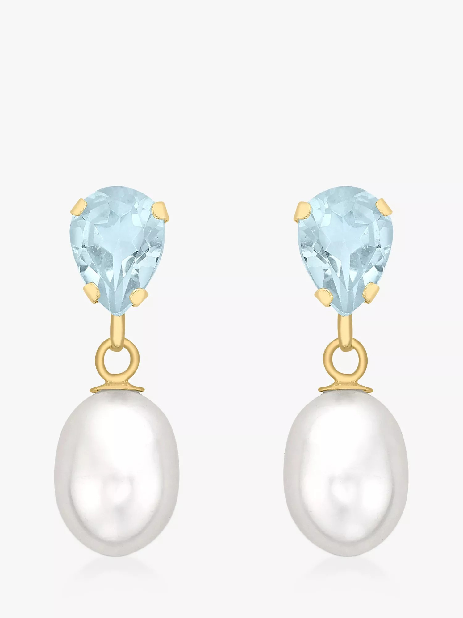 IBB9ct Gold Pearl & Blue Topaz Drop Earrings, GoldProduct review details, this product has receiv... | John Lewis (UK)
