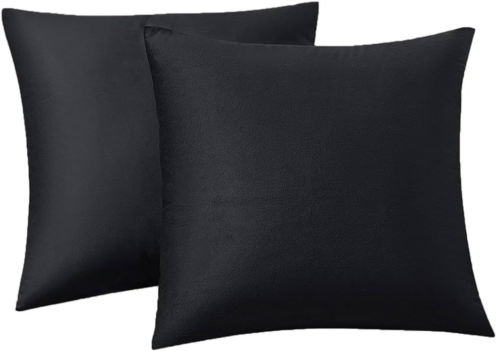 Amazon.com: RainRoad Black Throw Pillows Covers Set of 2 Soft Velvet Decorative Pillow Covers 20x... | Amazon (US)