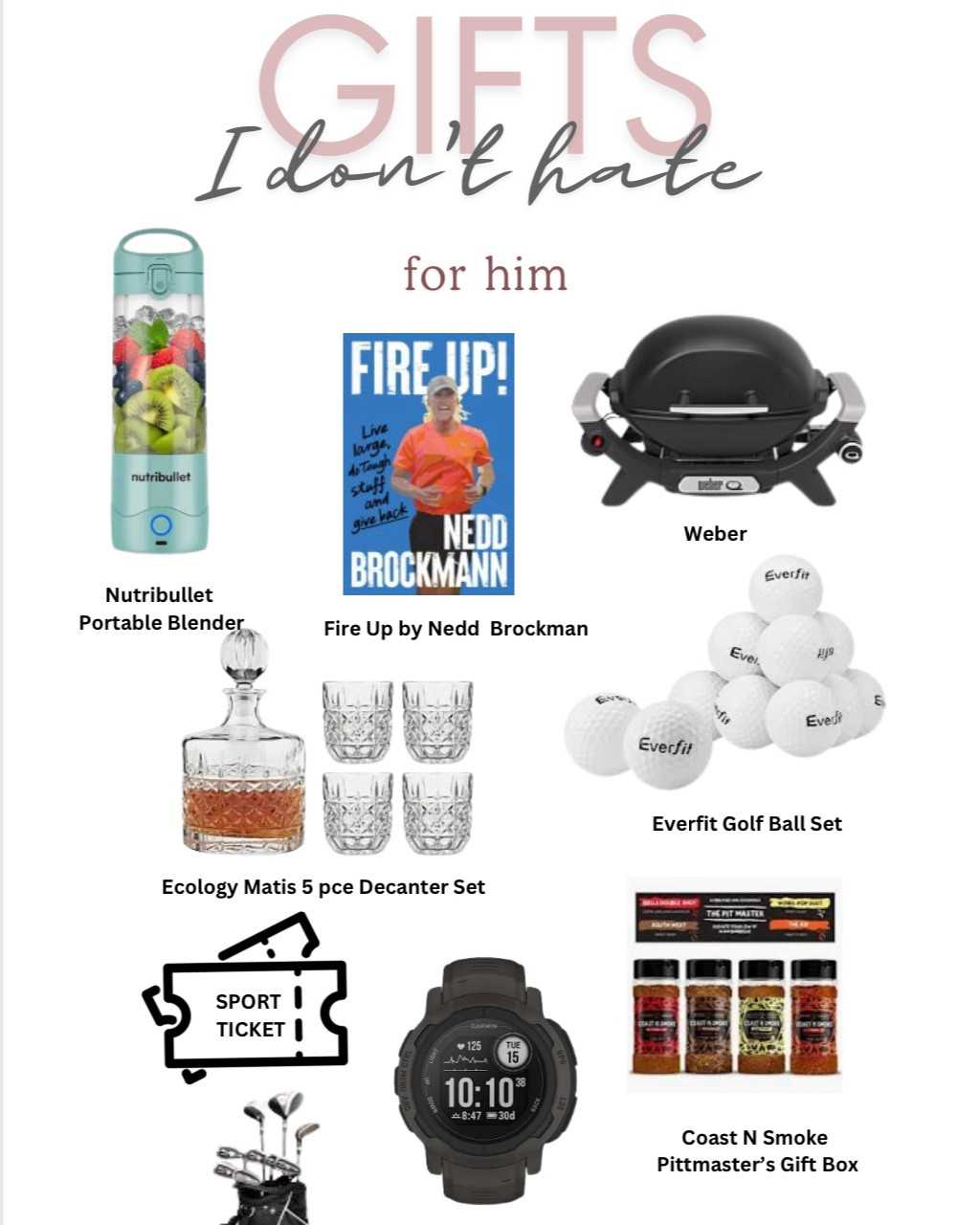 Gifts for him that he’ll use. There’s a good chance he either loves golf, running, BBQing or lawn care. And if not there’s always sport, tech and basic clothes. Enjoy! 💕 

#LTKaustralia #LTKgiftguide #LTKmens