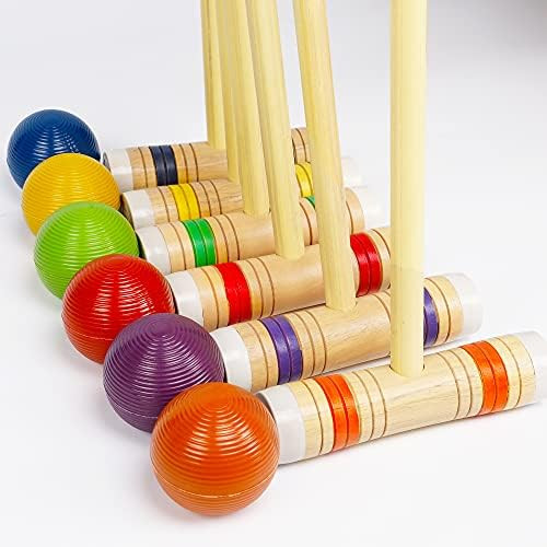Juegoal Six Player Deluxe Croquet Set with Wooden Mallets, Colored Balls, Sturdy Bag for Adults &... | Amazon (US)