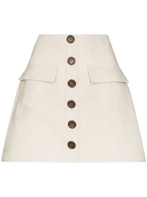 button-through linen mini skirt | Farfetch (AU)
