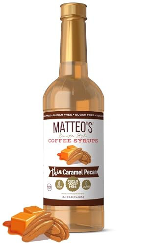 Matteo's Barista Style Sugar-Free Coffee Syrup, Caramel Pecan Flavor, Zero Calories and Sugar, Keto Friendly, Ideal for Lattes, Cappuccinos, Espresso, Americano, Indulgent Taste 33.8 Oz, 1-Pack | Amazon (US)