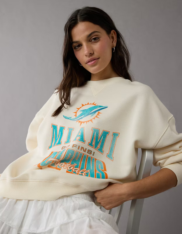 AE NFL Miami Dolphins Crew Neck Sweatshirt | American Eagle Outfitters (US & CA)
