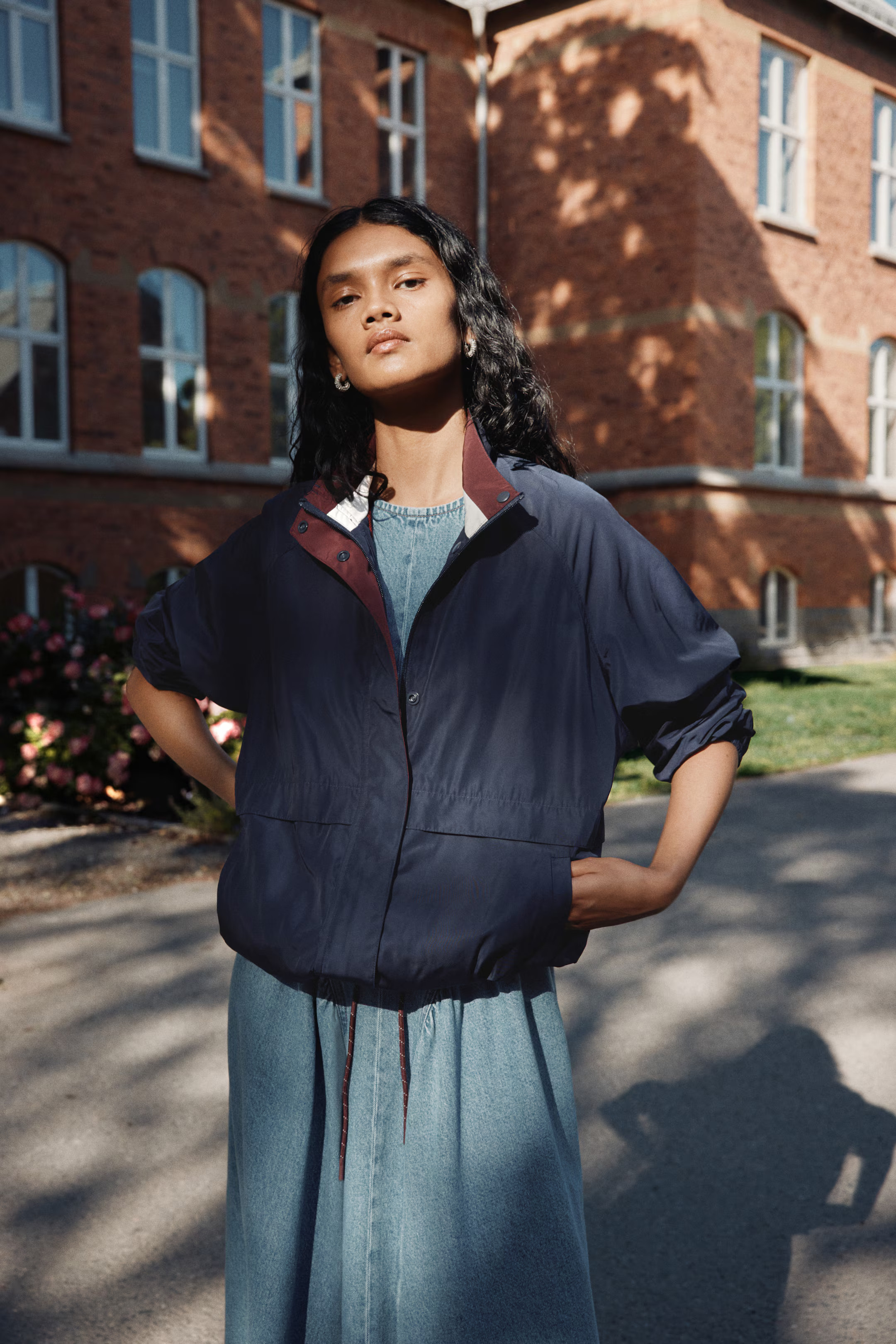 Windbreaker - Navy blue - Ladies | H&M GB | H&M (UK, MY, IN, SG, PH, TW, HK)