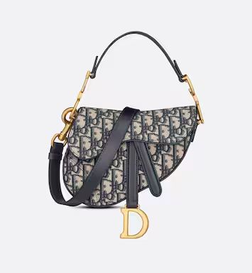 Mini Saddle Bag with Strap Blue Dior Oblique Jacquard | DIOR | Dior Couture