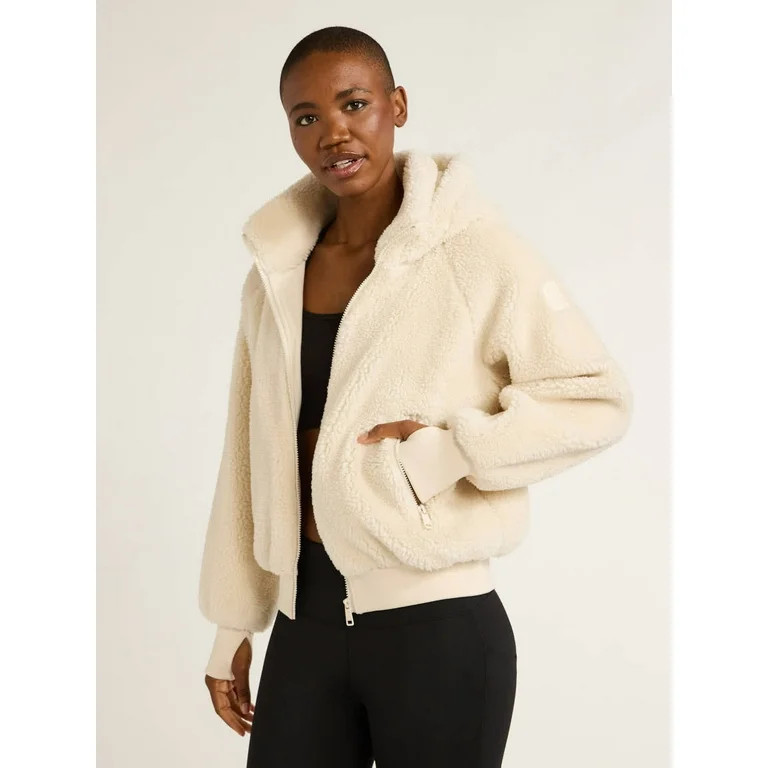 Love & Sports Women's Faux Shearling Jacket with Hood, Sizes XS-XXXL | Walmart (US)