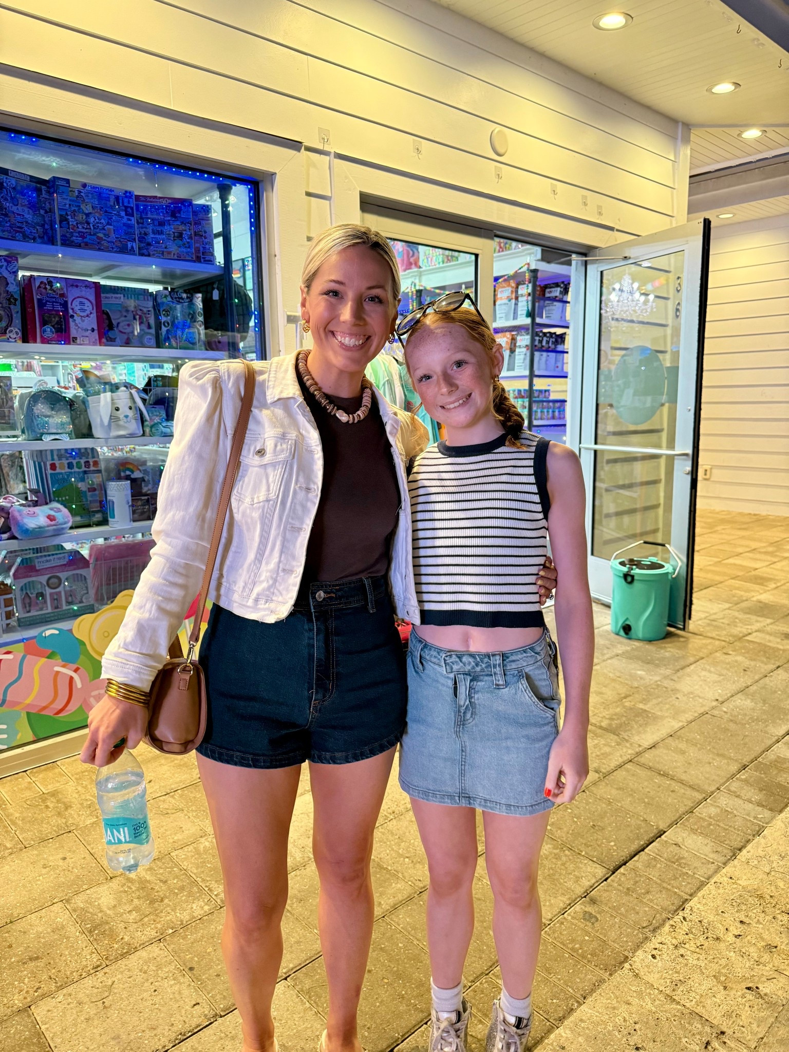 My girl! Linking her outfit details too! Her skirt is old Target but linking very similar one from old navy! 
Dinner outfit for me: 
Jacket- old Dillards and linking similar
Bodysuit- nuuds size small
Shorts- Target size 4 (size up one)
Shoes- pink lily use code Bobbi for discount 
Necklace- Erin McDermott use code bobbi for discount 

#LTKStyleTip #LTKFindsUnder50 #LTKFindsUnder100