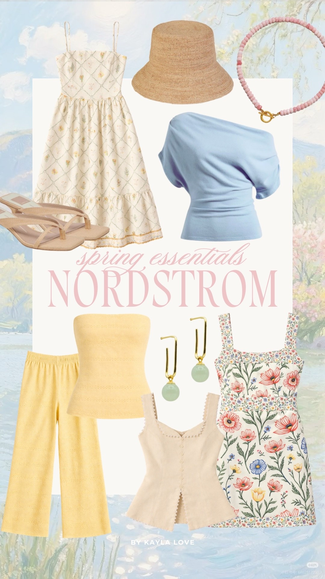 Spring essentials from Nordstrom! I am loving the floral dress paired with the kitten heels and green earrings! Perfect look for a girls brunch or spring dinner date 🌷 

#LTKgrwm #LTKSeasonal #LTKootd