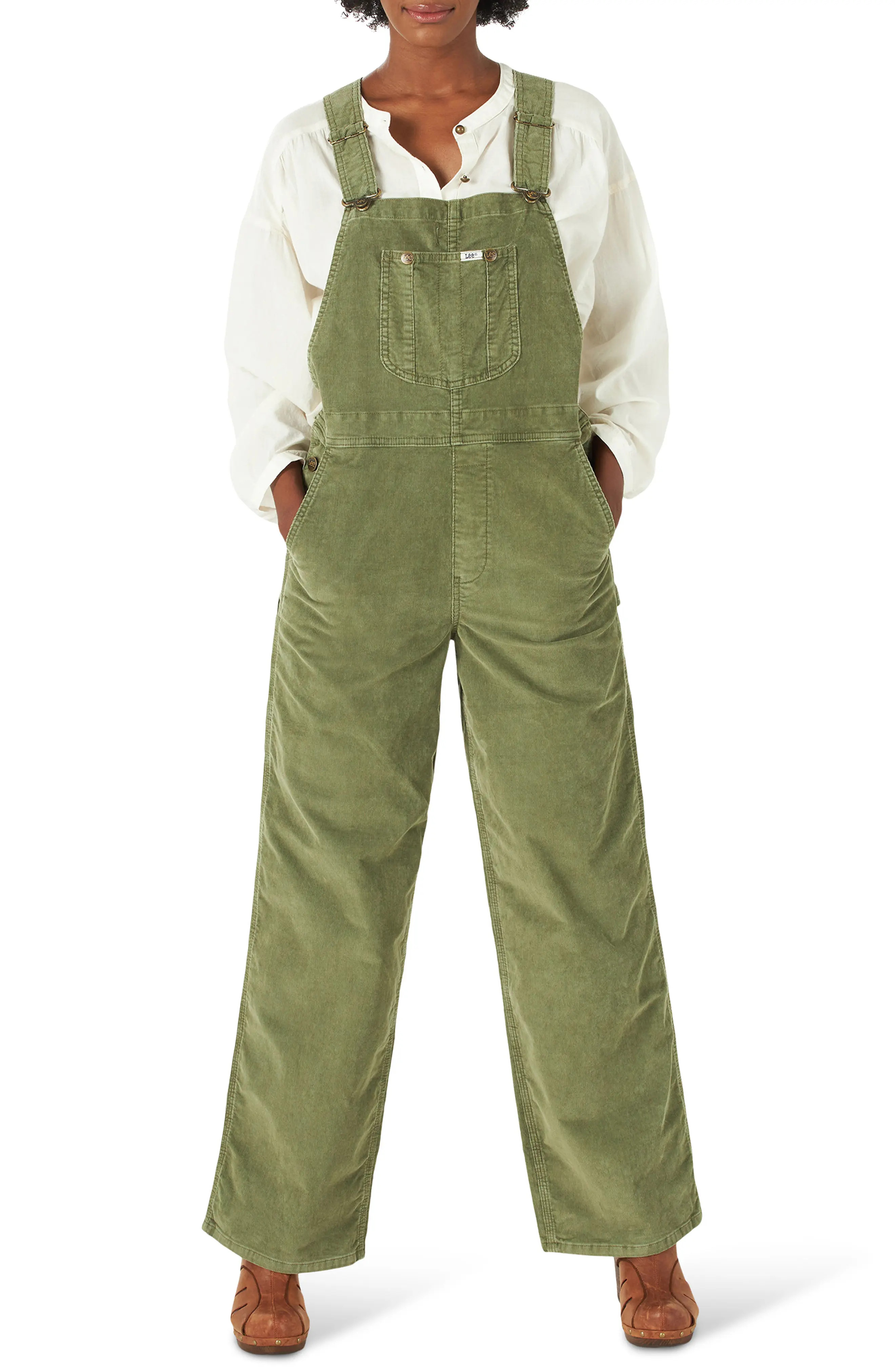 Lee Relaxed Corduroy Overalls in Ivy at Nordstrom, Size Large | Nordstrom