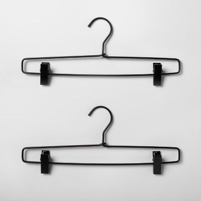 2pk Metal Pant Hangers with Clips Black - Brightroom&#8482; | Target