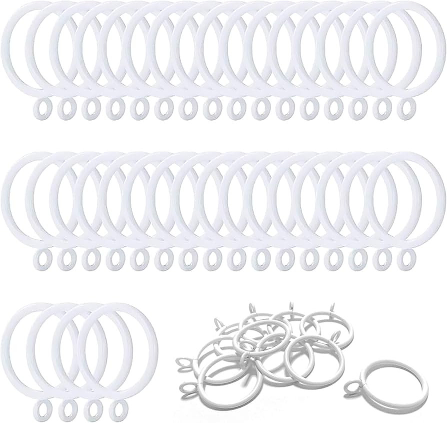 36 Pack 38mm Inner Diameter Metal Curtain Drape Sliding Eyelet Rings White Tone | Amazon (US)