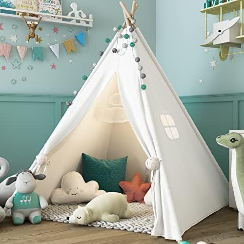 Sumbababy Teepee Tent for Kids with Carry Case, Natural Canvas Teepee Play Tent, Toys for Girls/B... | Amazon (US)