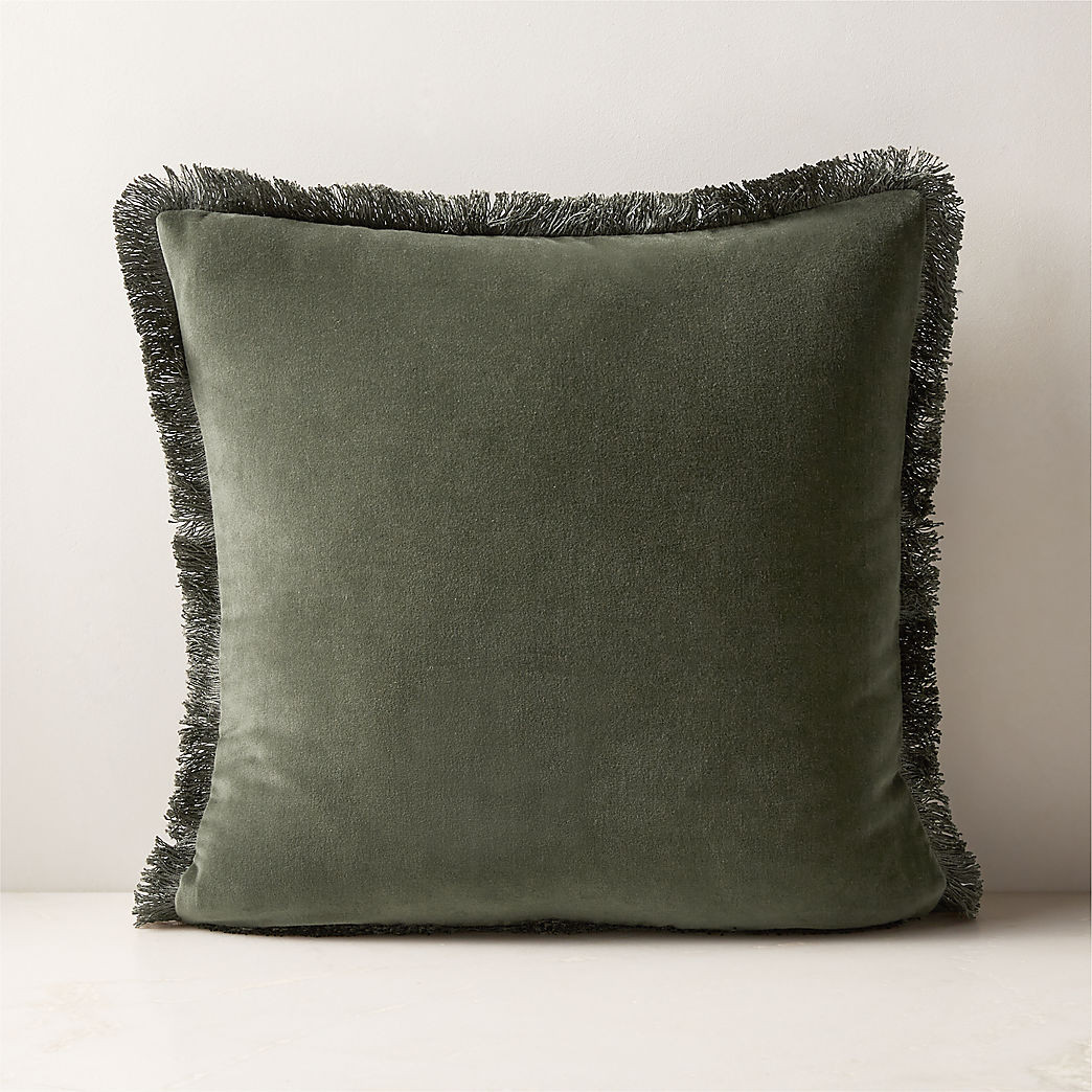 Bettie Forest Green Velvet Throw Pillow with Down-Alternative Insert 20'' + Reviews | CB2 | CB2