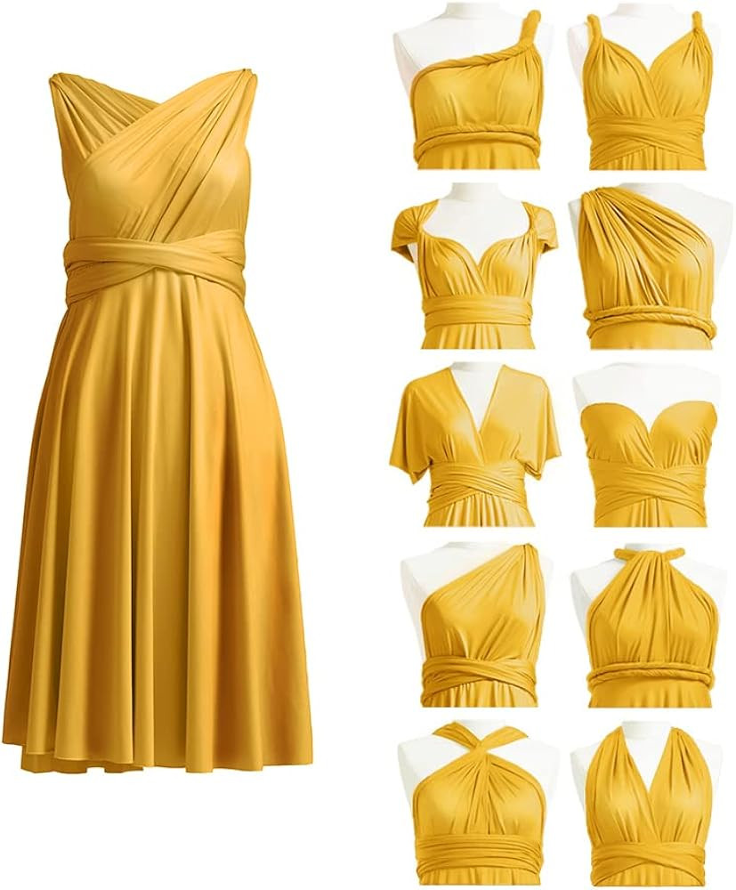 Short Infinity Bridesmaid Dresses Convertible Wrap Midi Multiway Dress | Amazon (US)