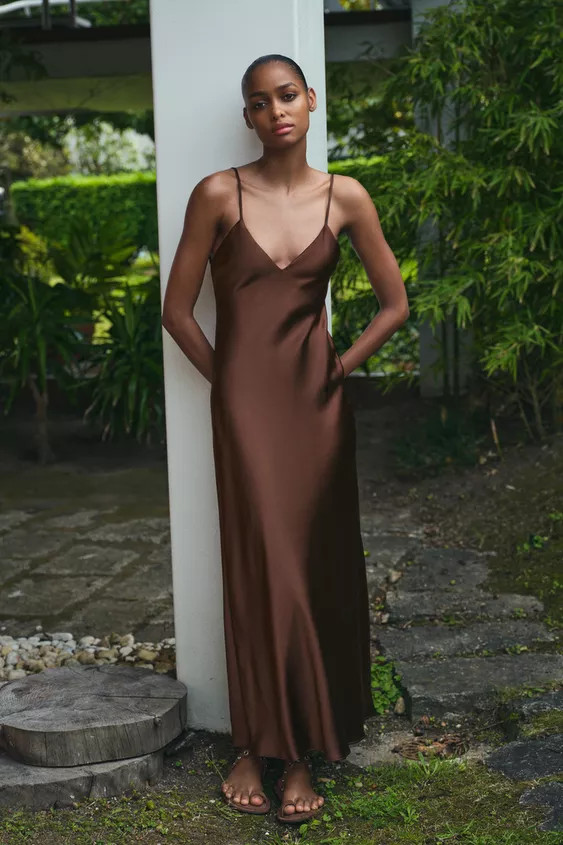 SATIN MIDI DRESS | Zara UK